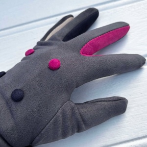 Button Gloves - Grey